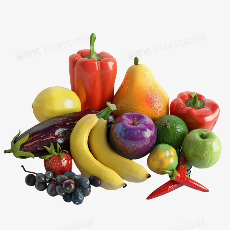 3D立体蔬菜水果免抠元素