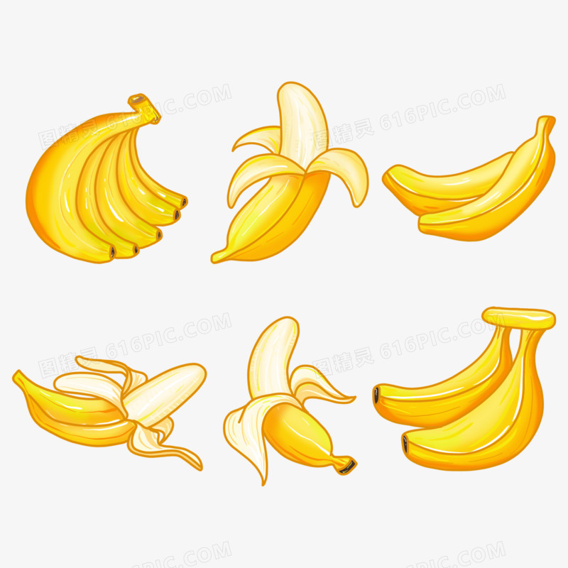 香蕉套图元素矢量绘画免抠元素