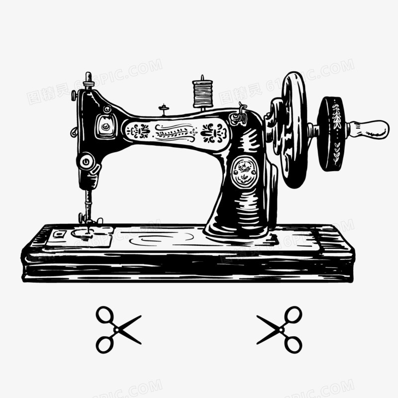矢量手绘缝纫机