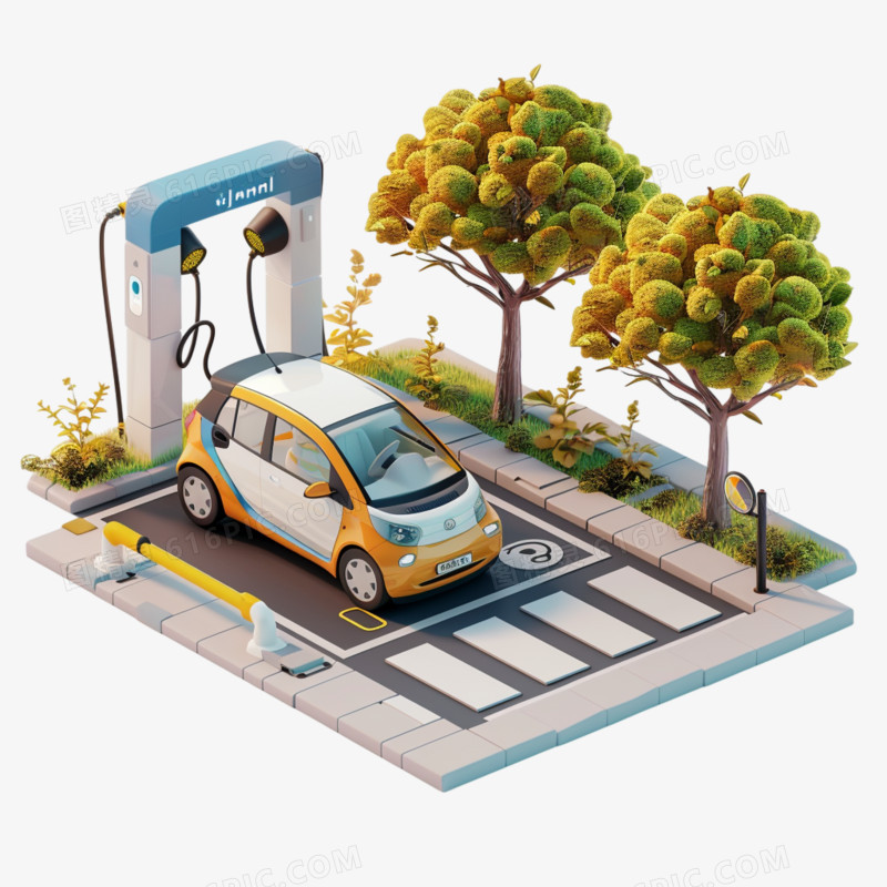 3D新能源汽车充电免抠元素