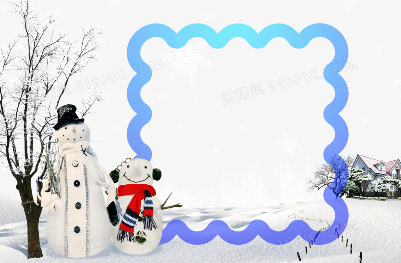 儿童雪景照片相框模板