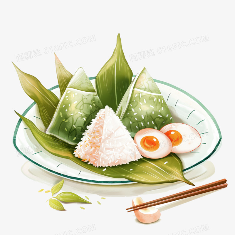 端午节传统美食粽子咸鸭蛋免抠元素