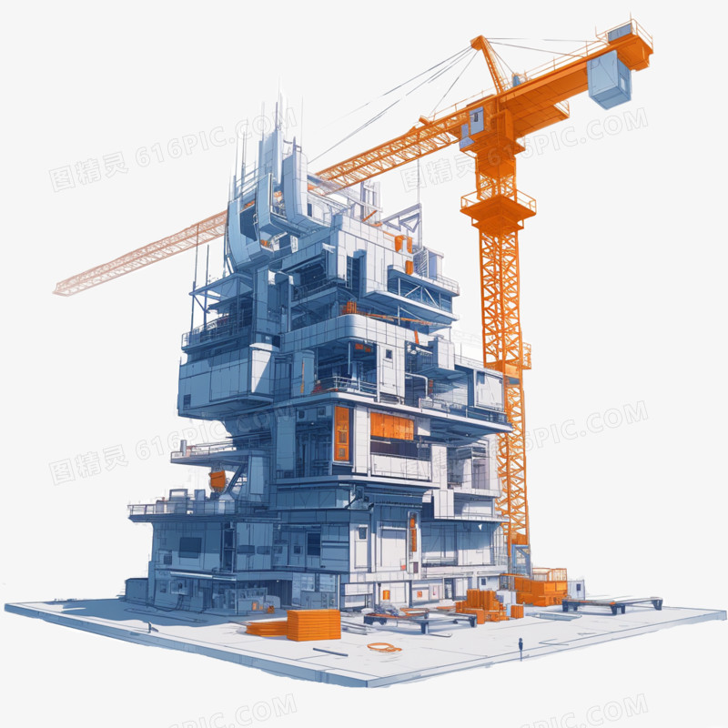 3D插画风土木建筑工地免抠元素