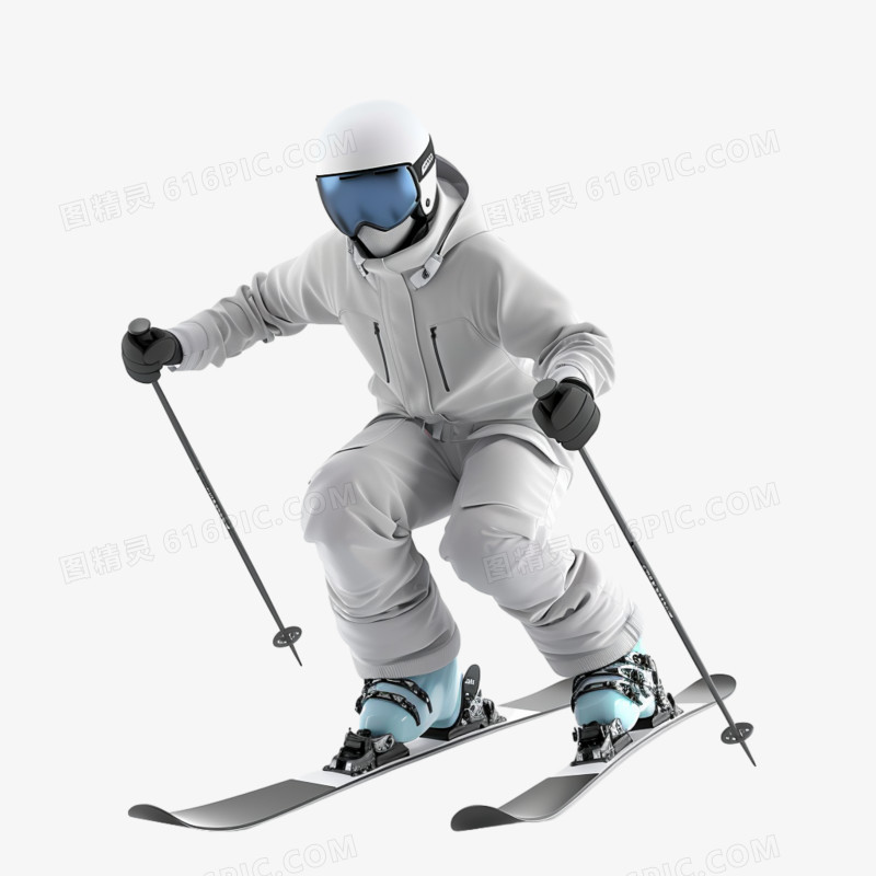 3D滑雪运动免抠素材