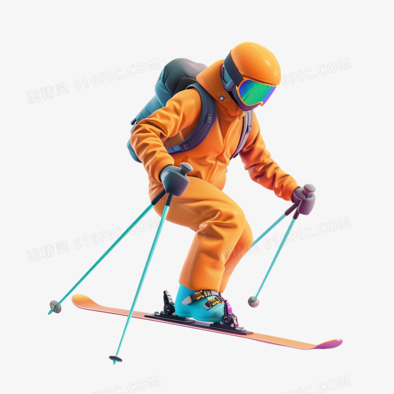3D滑雪运动免抠素材