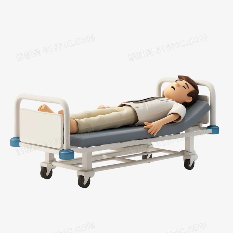 3D病人躺着休息生病免抠元素