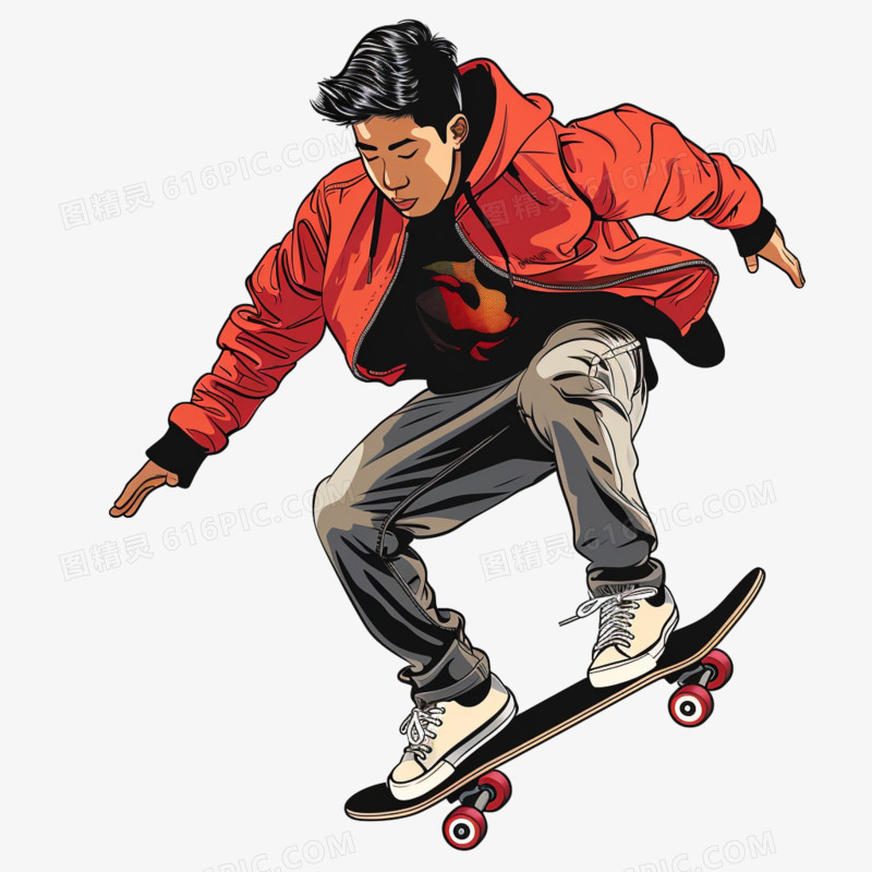 少年滑板运动免抠元素
