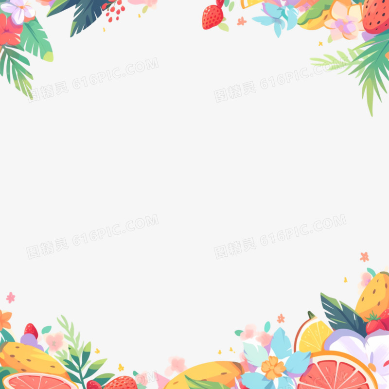 夏季边框免抠元素