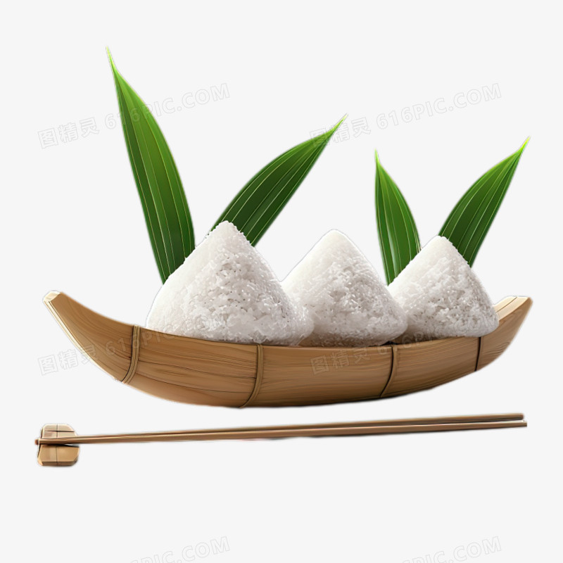 小船上的粽子端午节传统食物免抠元素