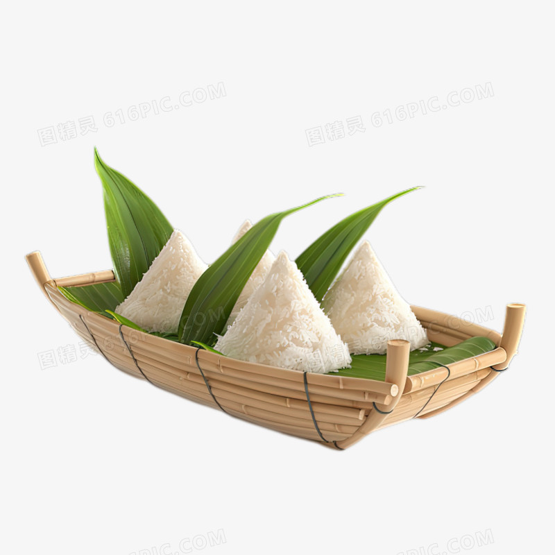 小船上的粽子端午节传统食物免抠元素