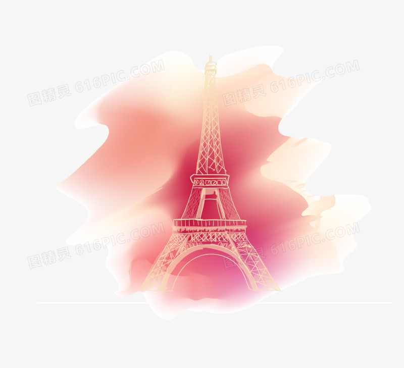 矢量水彩巴黎铁塔