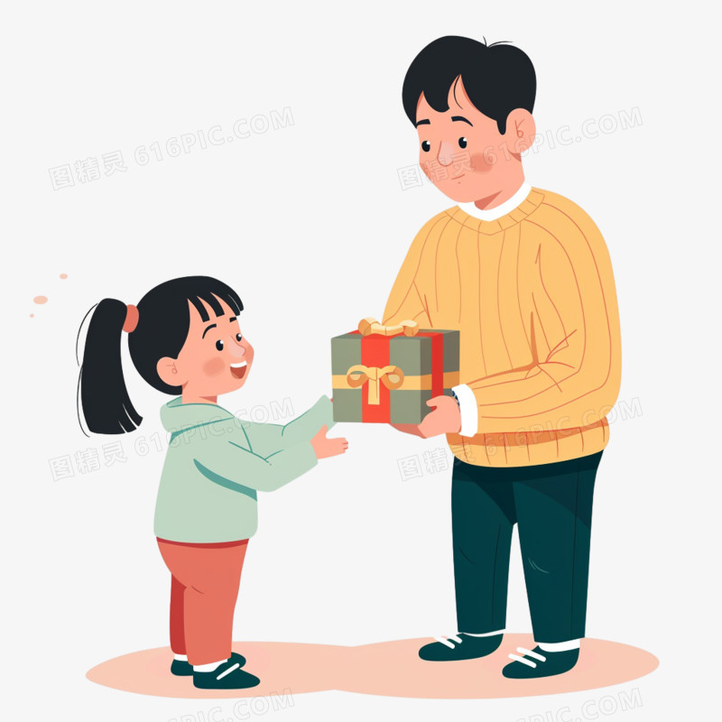 女儿送礼物给父亲免抠元素