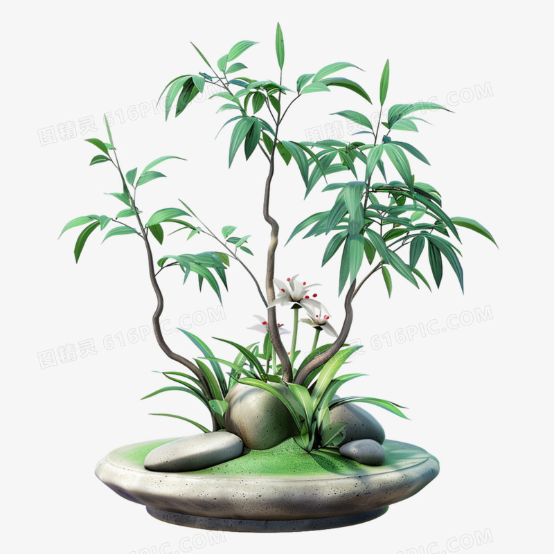 3D古风植物免抠元素