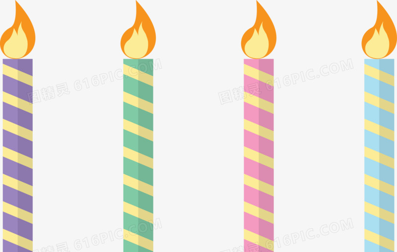 矢量彩色生日蜡烛
