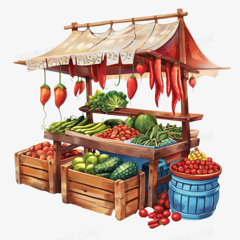市场卖菜蔬果免抠元素