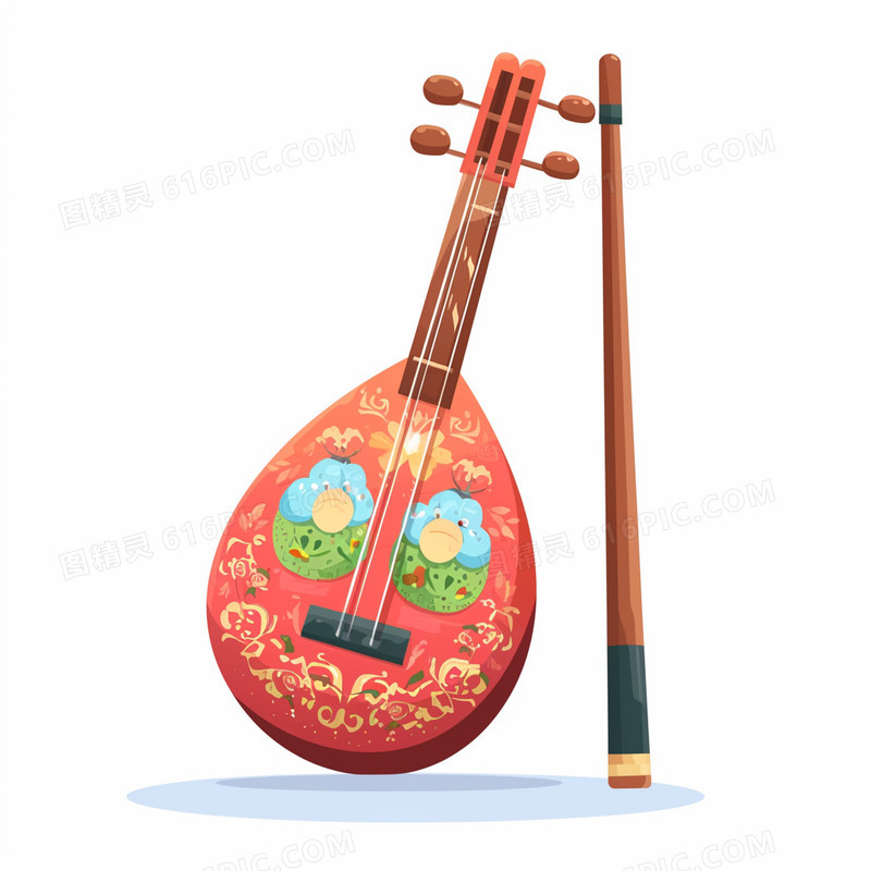 中国卡通风格乐器月琴