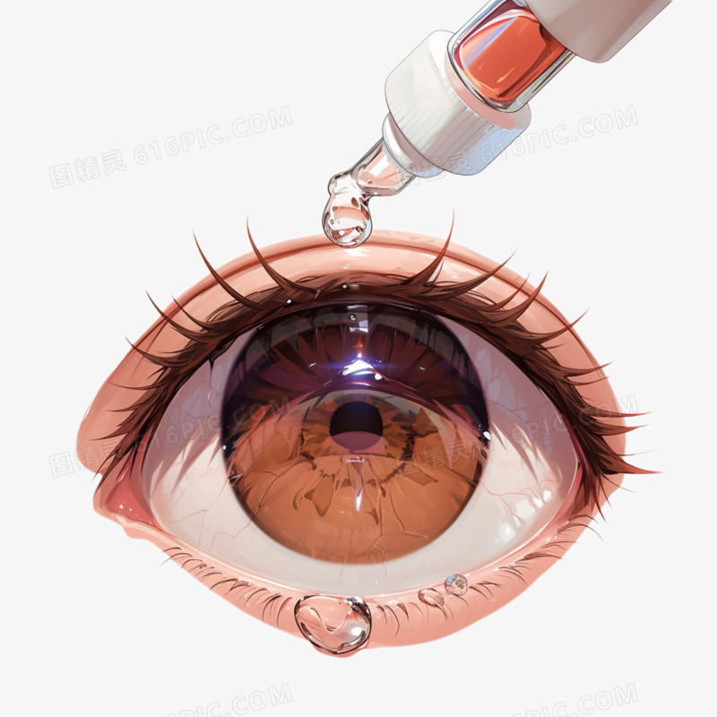 插画风眼睛和眼药水创意组合免抠元素