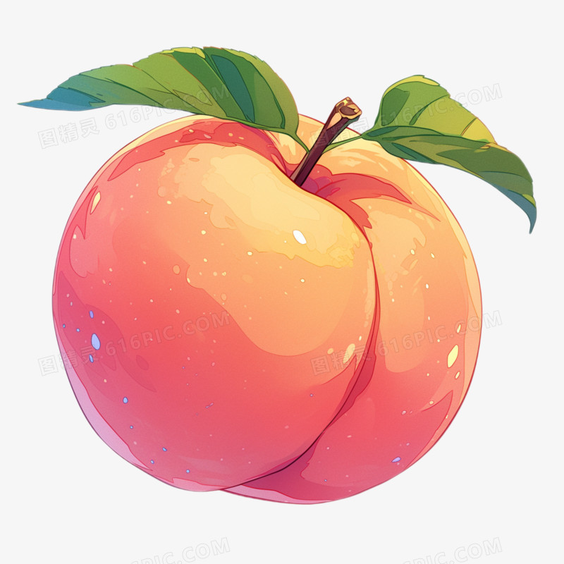 插画风夏天食物一个桃子免抠元素