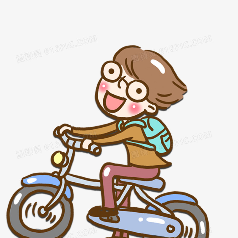 骑单车的小男生元素