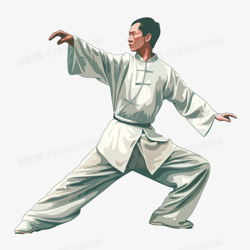 插画打太极免抠元素