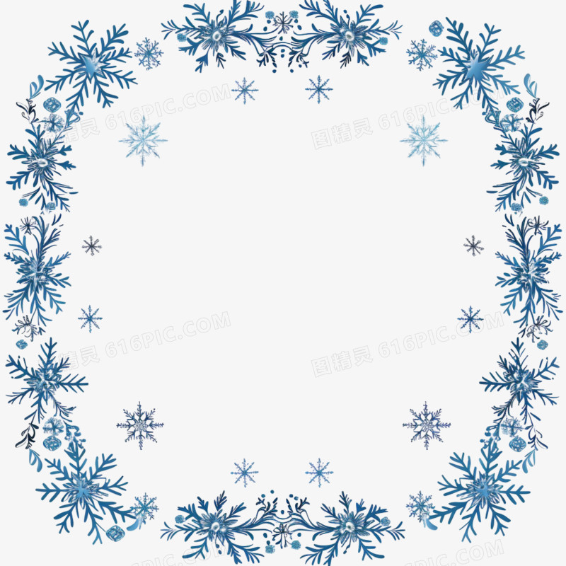 冬天雪花装饰边框免抠元素