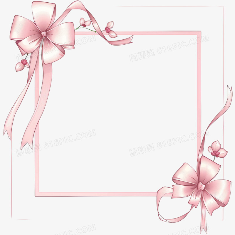 粉色蝴蝶结装饰边框免抠元素
