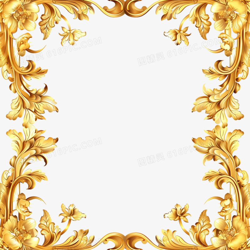金色欧式装饰边框免抠元素