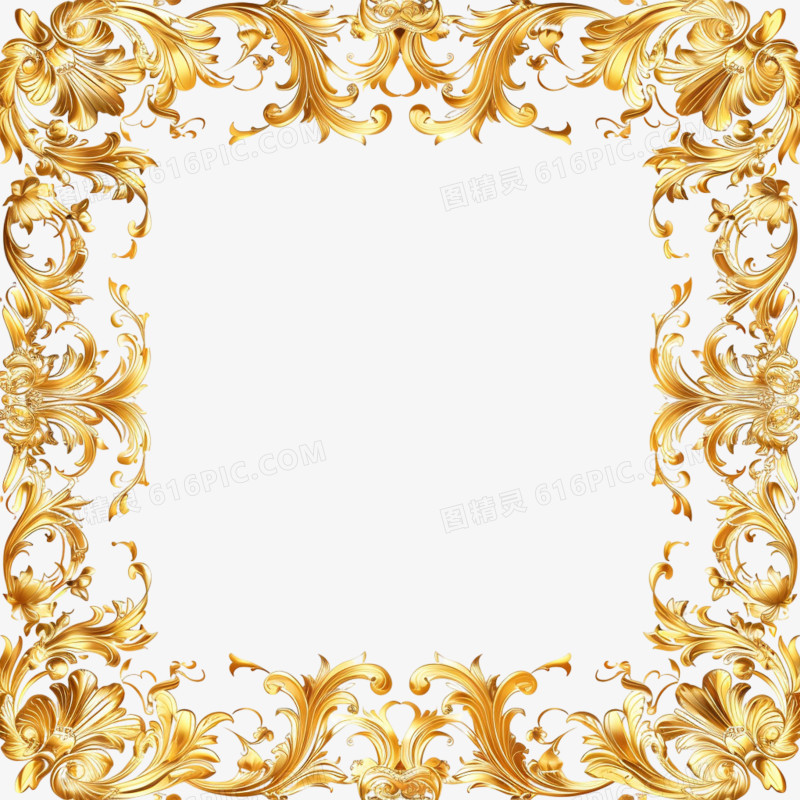 金色古典欧式装饰边框免抠元素