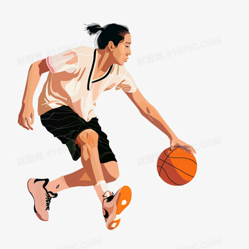插画单人篮球运动免抠元素