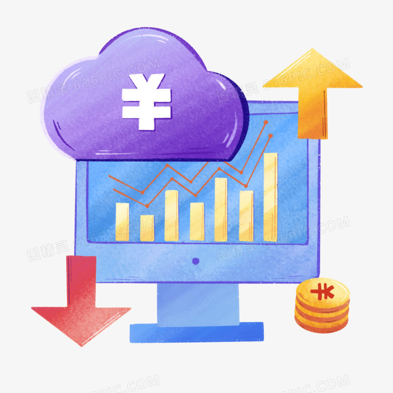卡通手绘基金金融元素