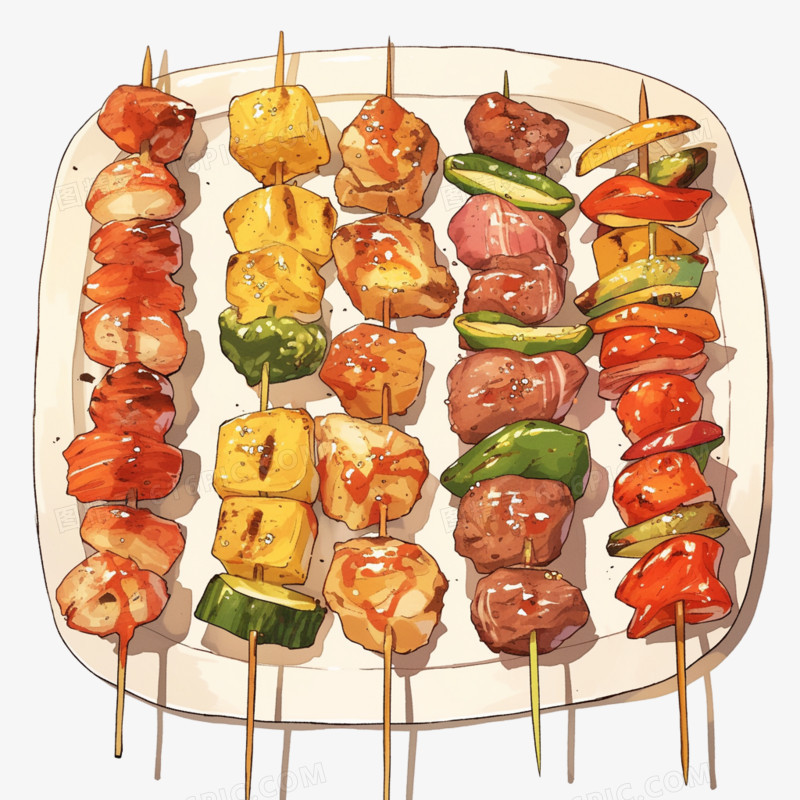 夏天食物肉串烧烤免抠元素