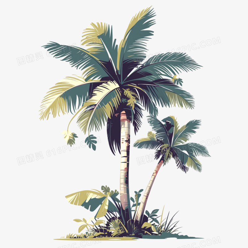 夏日椰子树免抠元素