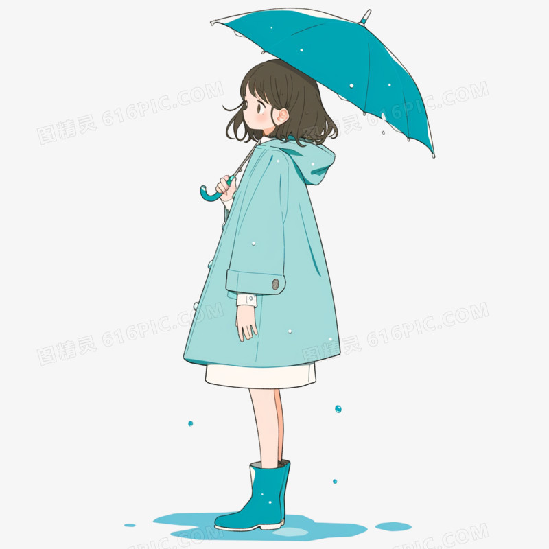 下雨打伞免抠元素