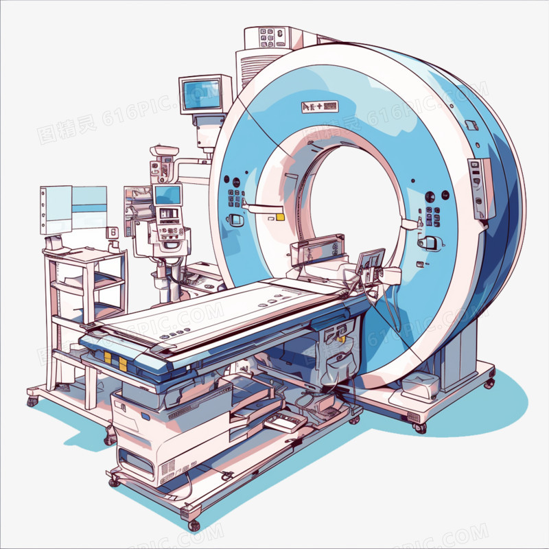 插画风医疗设备CT免抠元素