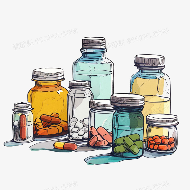药丸瓶子医疗免抠元素