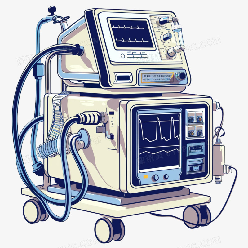 插画风医疗设备呼吸机免抠元素