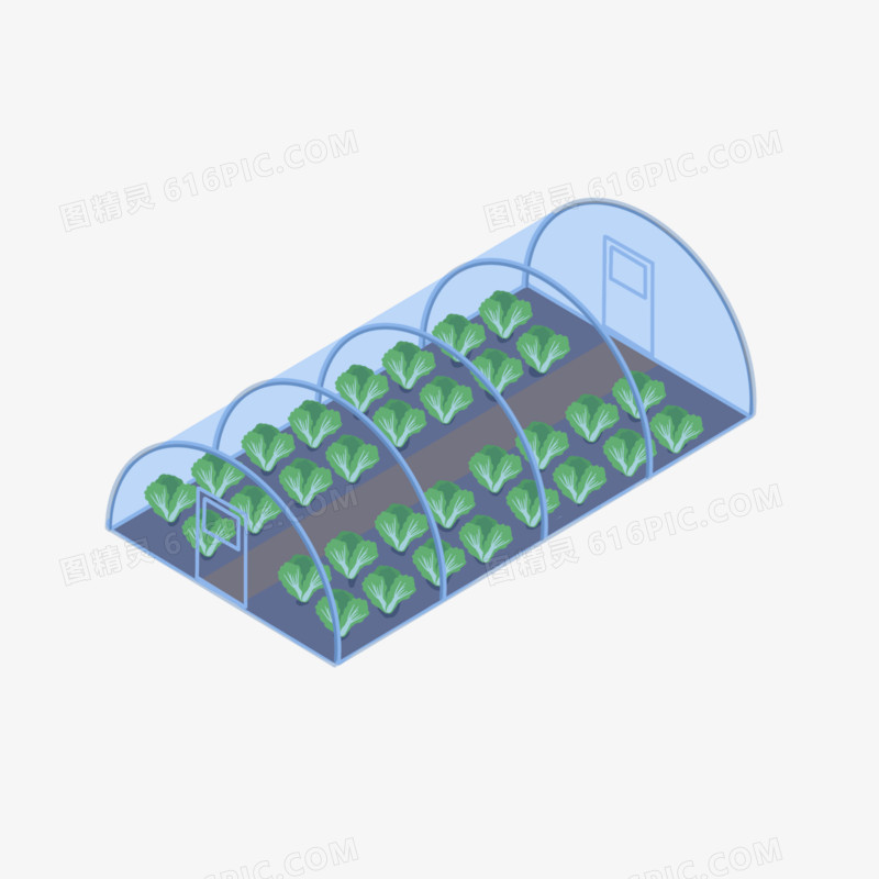 手绘塑料大棚外观侧视图元素