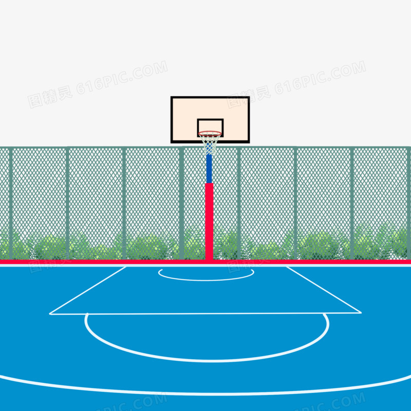 手绘篮球场矢量图卡通元素