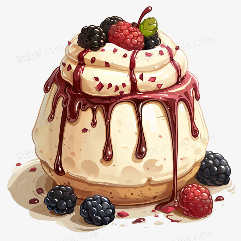 插画美食甜品布丁免抠元素