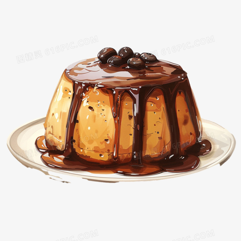插画美食甜品布丁免抠元素