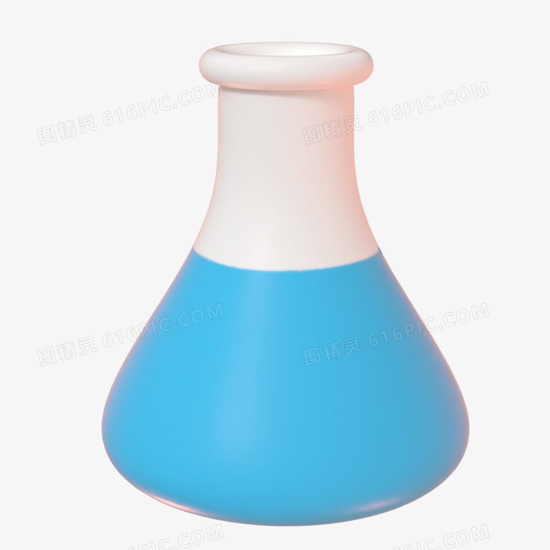 一组C4D蓝色烧瓶立体医疗图标合集元素