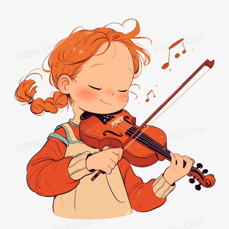 插画风小提琴兴趣班免抠元素
