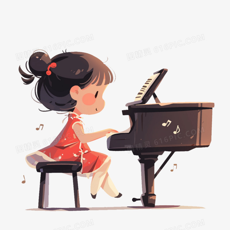 插画风教育钢琴课兴趣班免抠元素