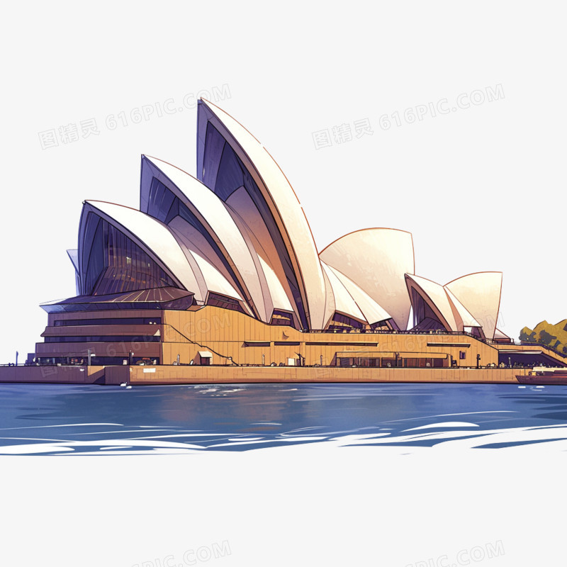 卡通风国外建筑悉尼歌剧院免抠元素