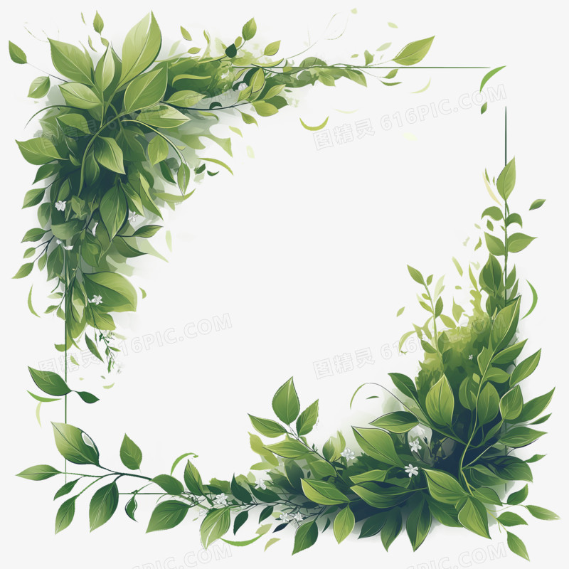 高清免抠绿色植物边框素材