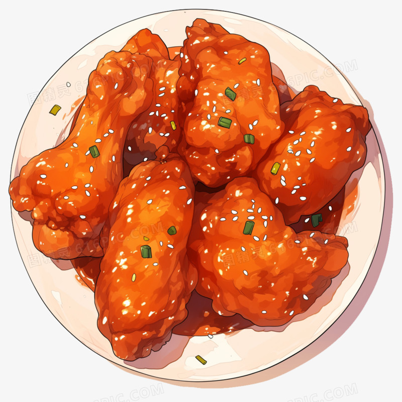卡通风食物国外特色美食韩式炸鸡免抠元素