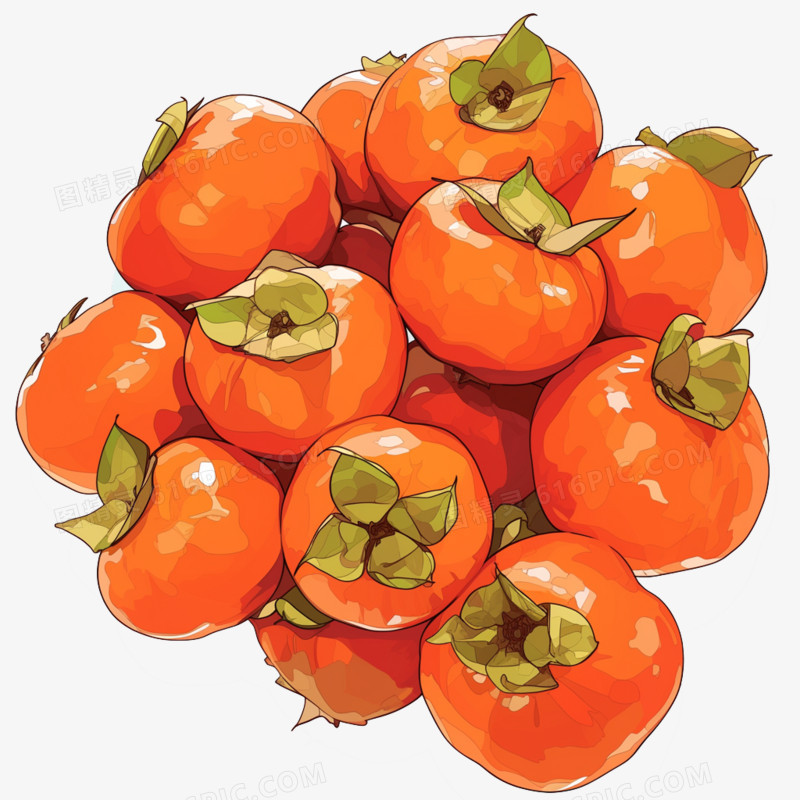 卡通风秋天的柿子免抠元素