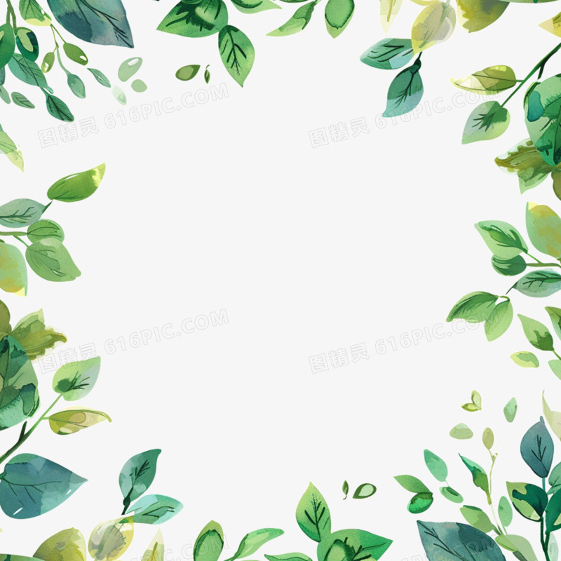 绿色植物的装饰边框元素