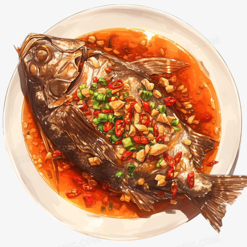 插画中国八大菜系名菜免抠元素