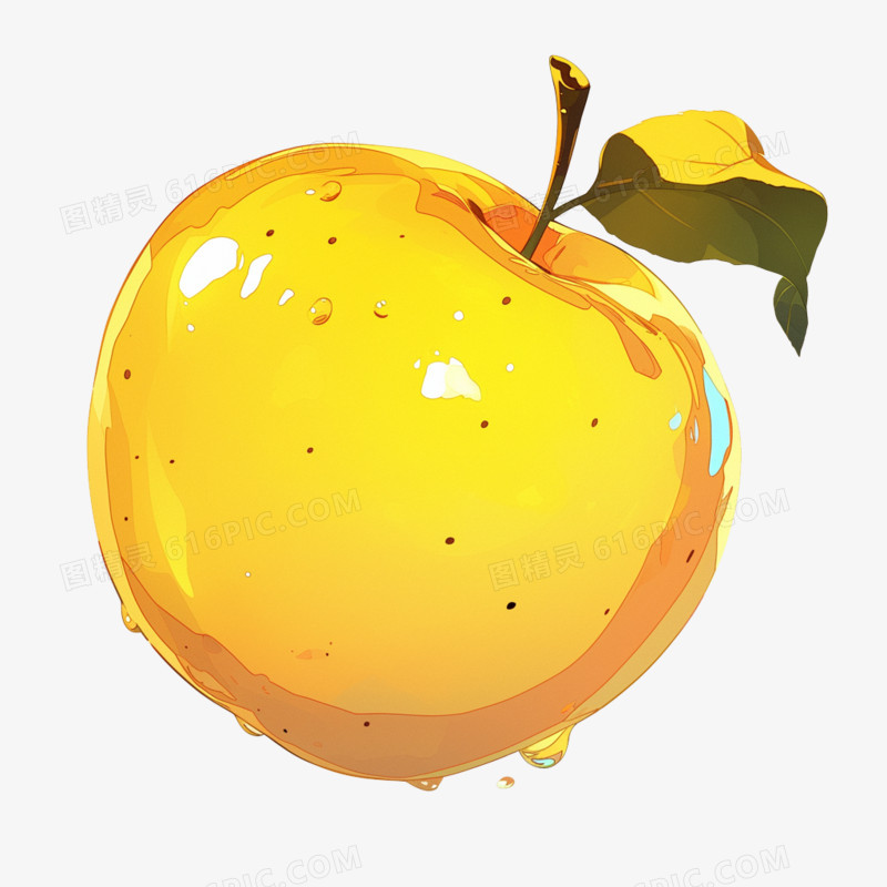 卡通风水果黄苹果免抠元素